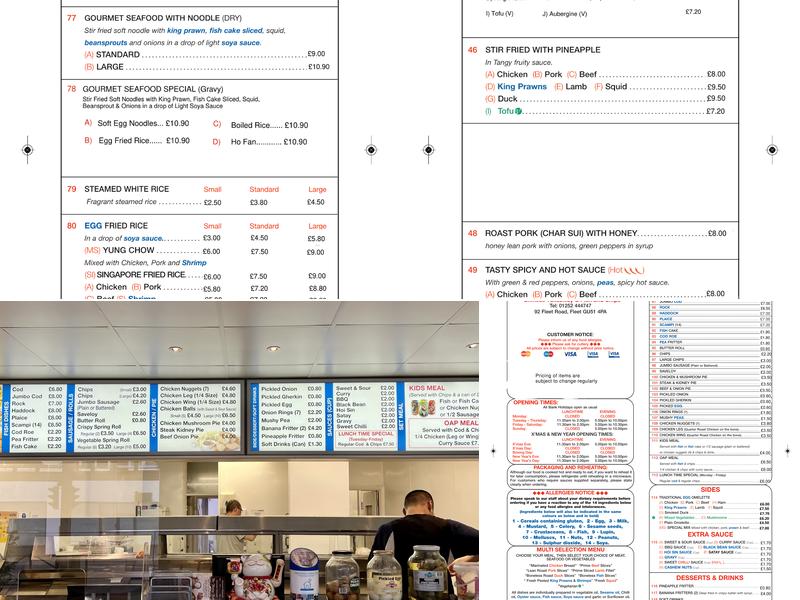 The Flying Fish (Fish and chips) Menu