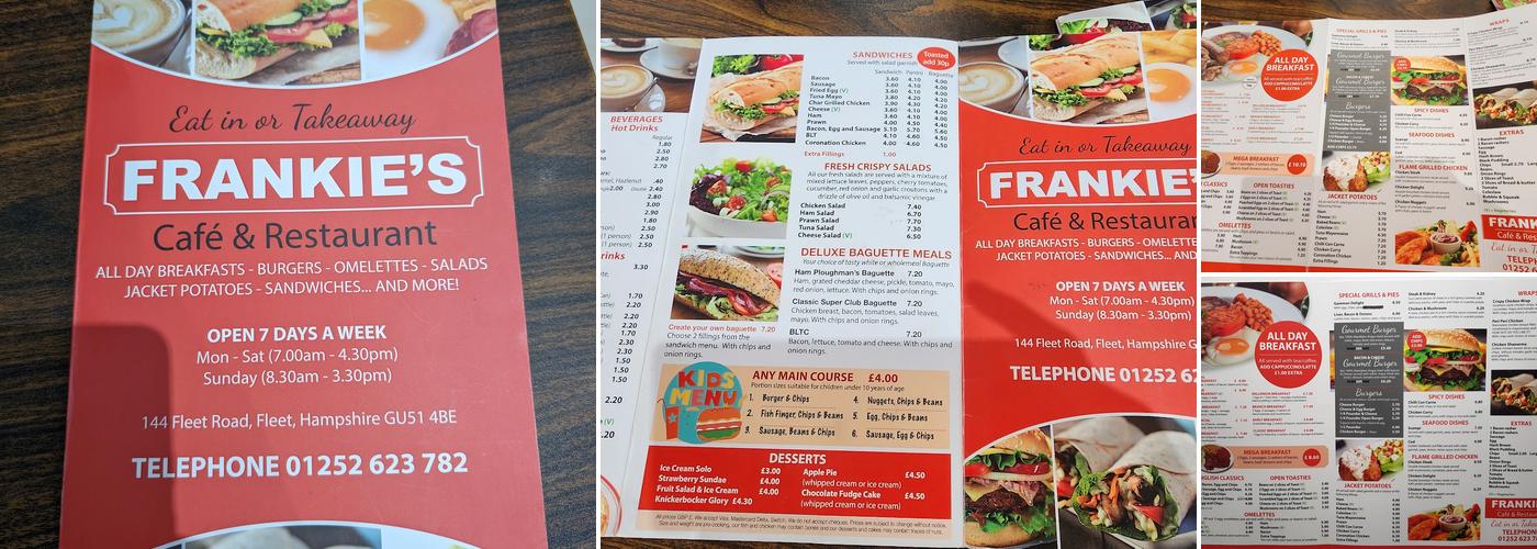 Frankies Cafe & Restaurant Menu
