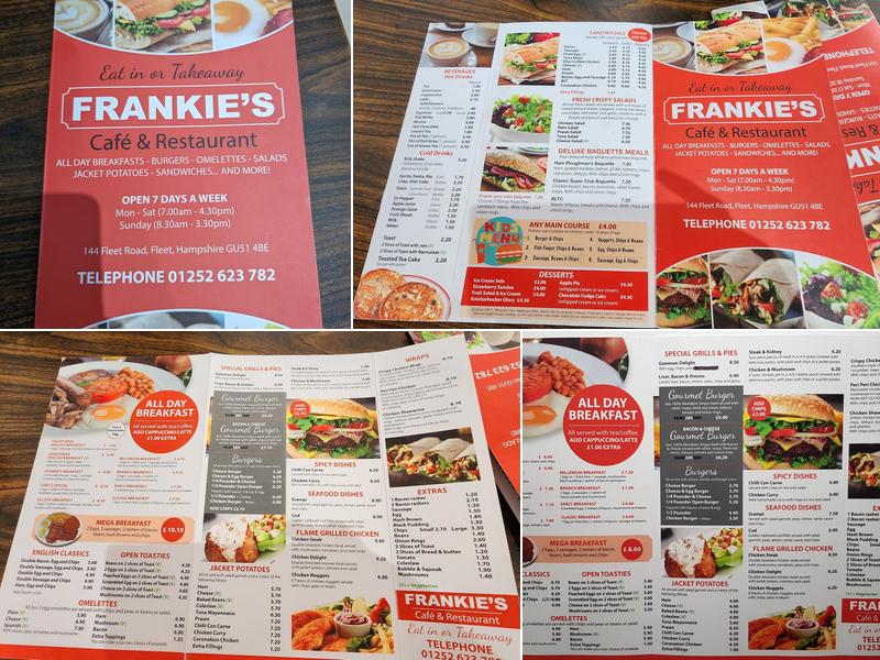 Frankies Cafe & Restaurant Menu