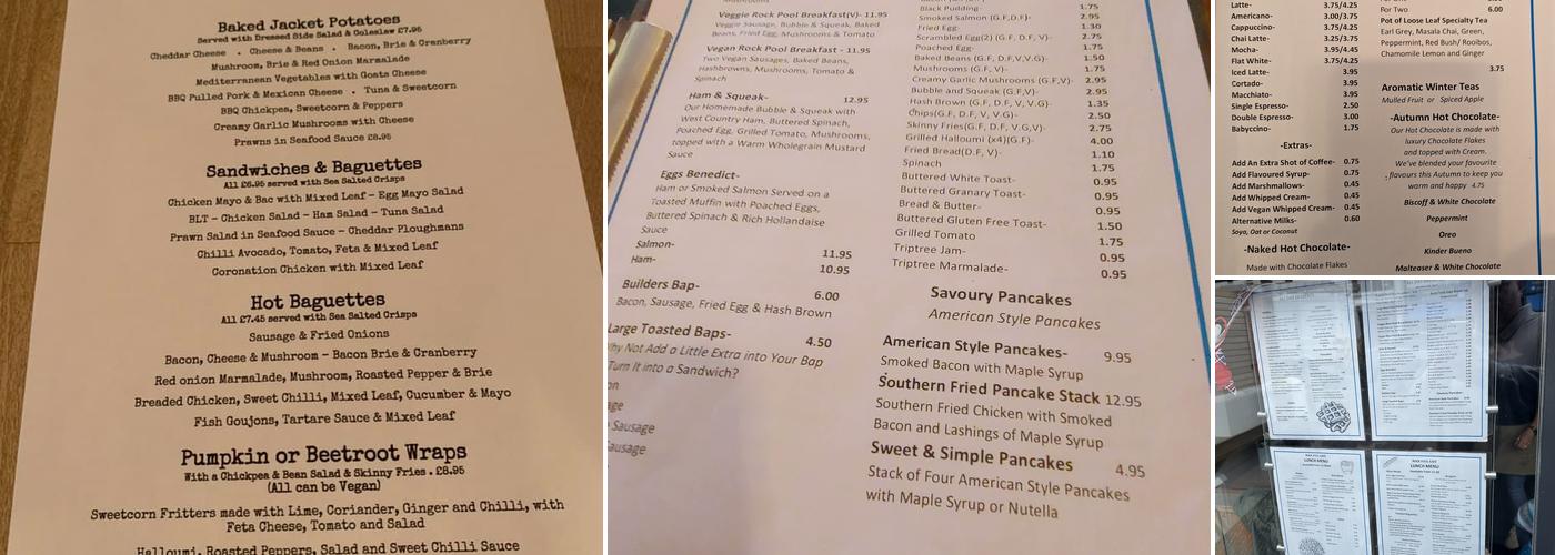 Rock Pool Café/Takeaway Menu