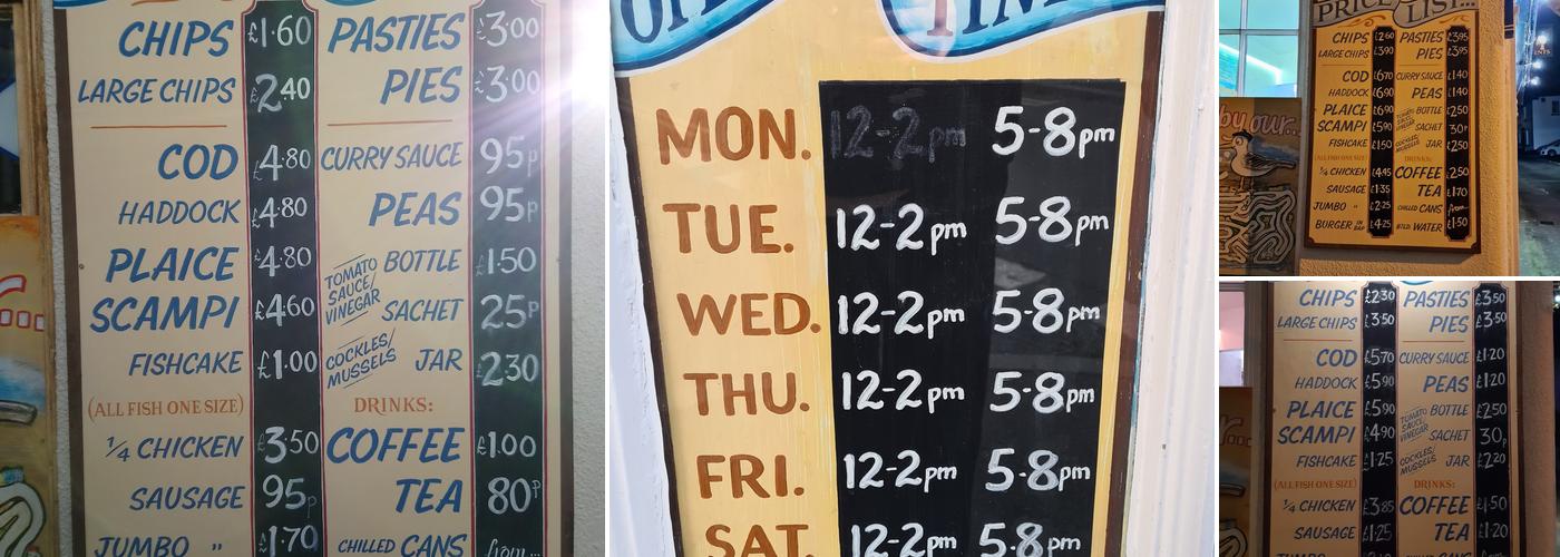 Sylvesters Fish and Chips Menu