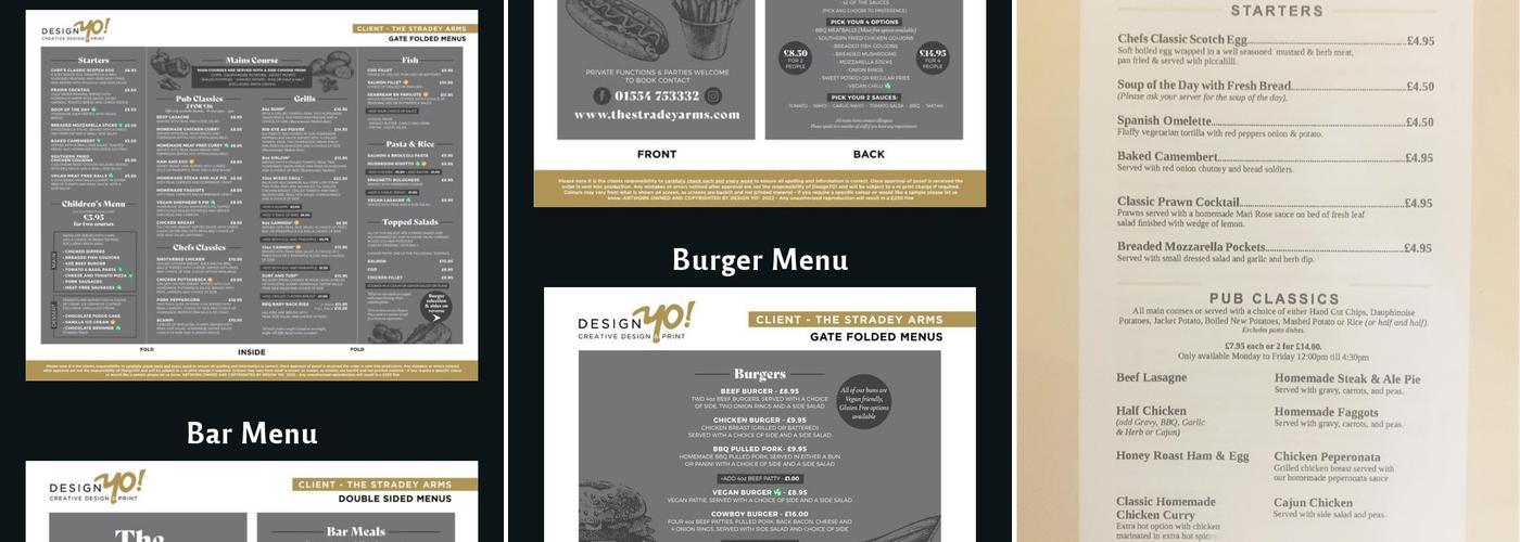 The Stradey Arms Menu