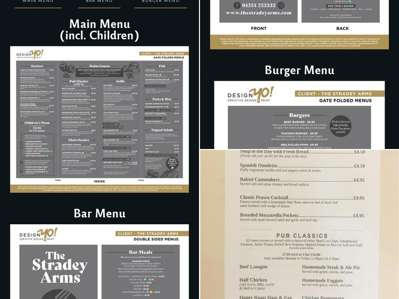 The Stradey Arms Menu
