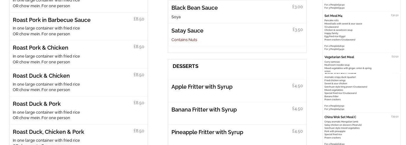 China Wok Chinese Menu