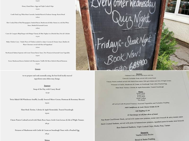 The Silver Hind Menu