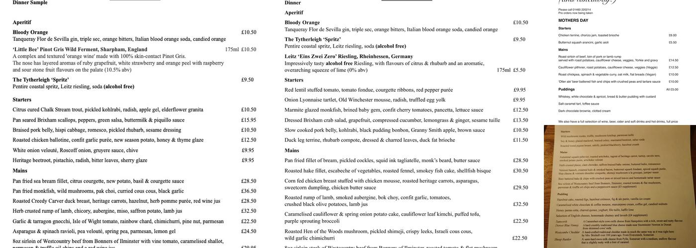 The Tytherleigh Arms Menu