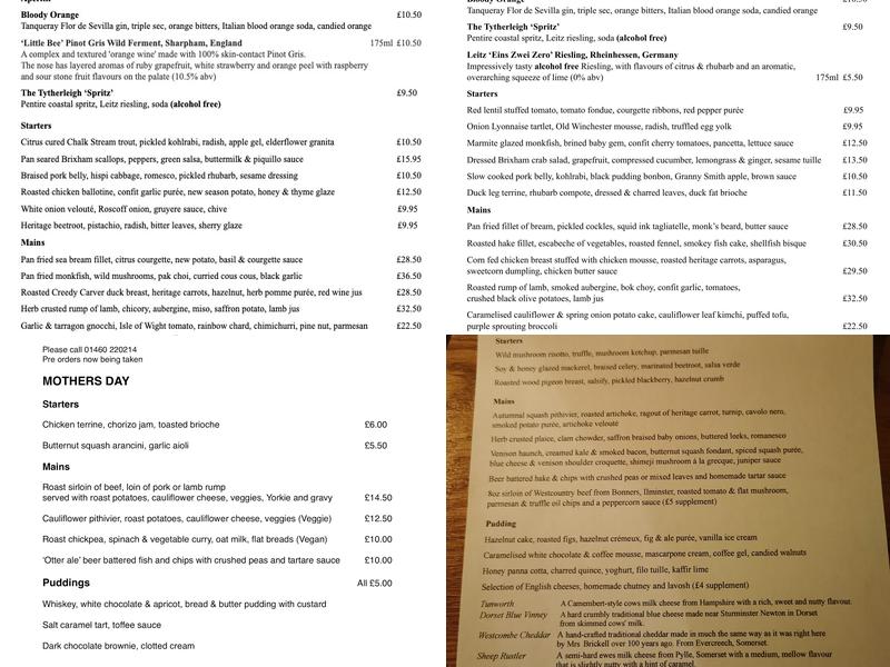 The Tytherleigh Arms Menu