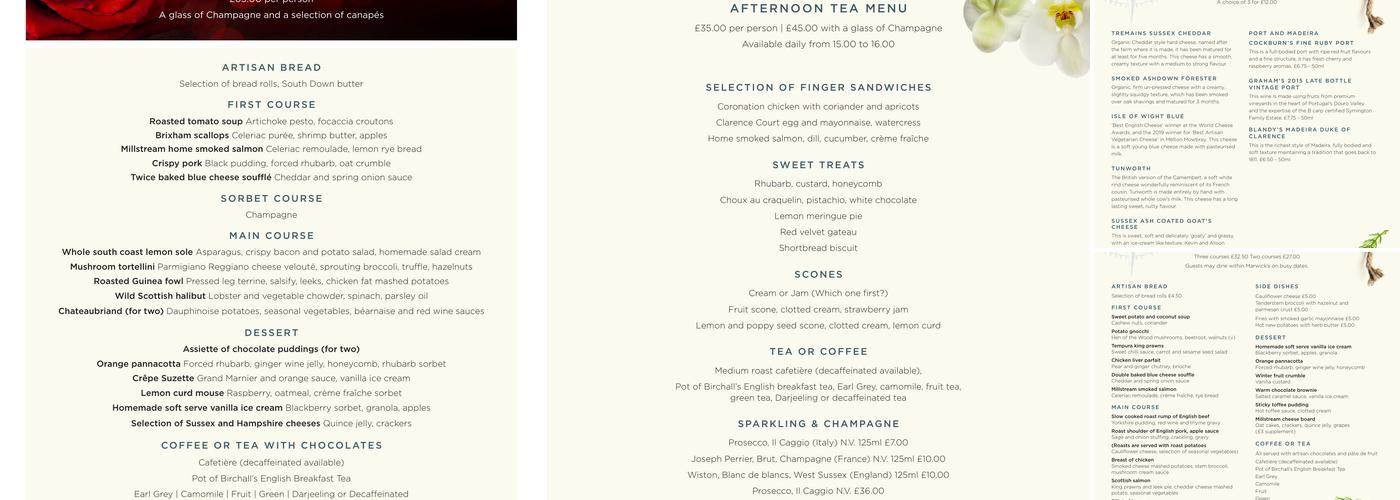 Marwick's Brasserie Menu