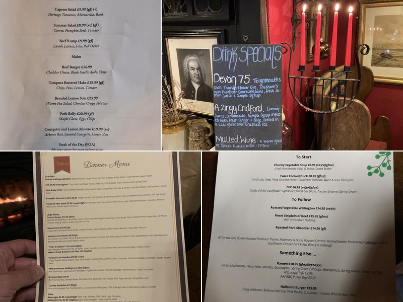 The Cridford Inn Menu