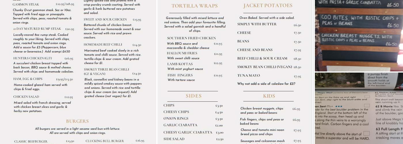 Claycutters Arms Menu