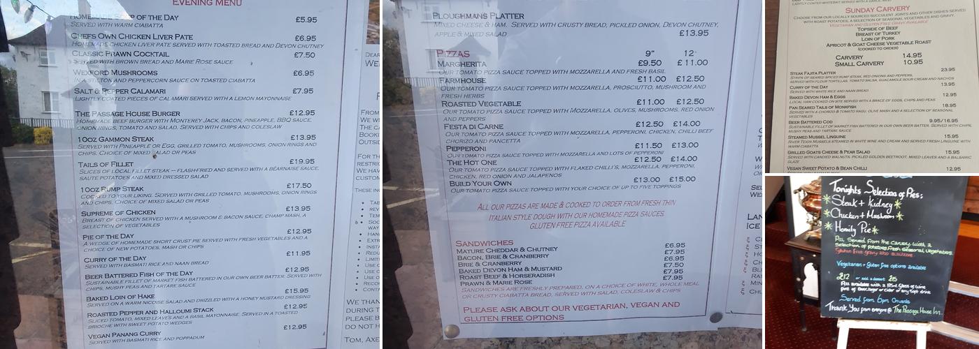 Passage House Inn Menu