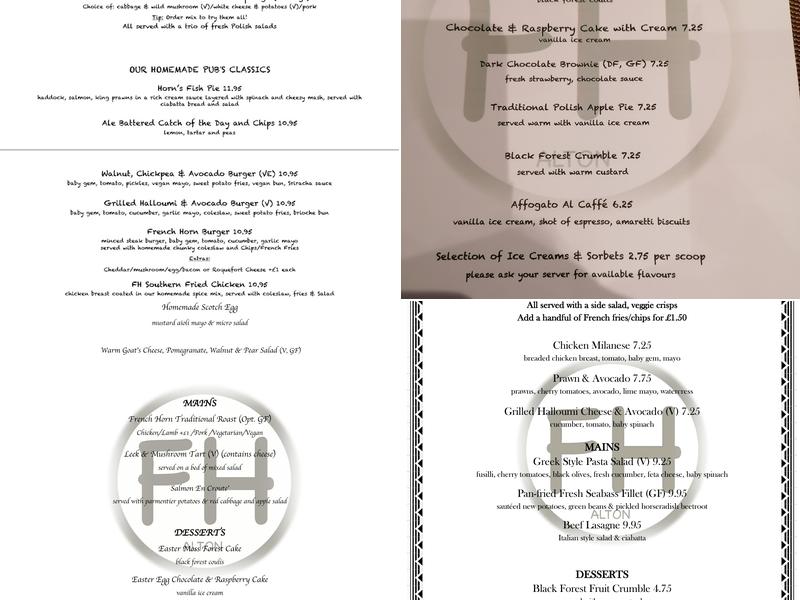 French Horn Menu