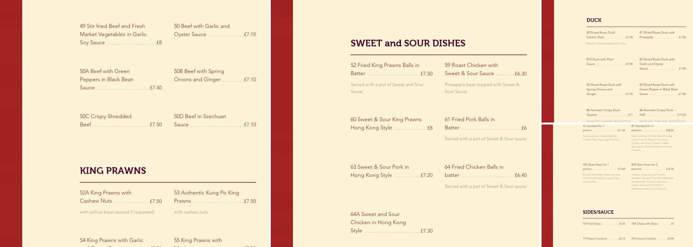 Man's Chinese Takeaway Alton Menu