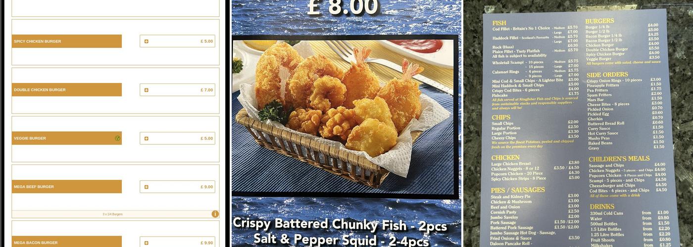 Kingfisher Fish & Chips Menu