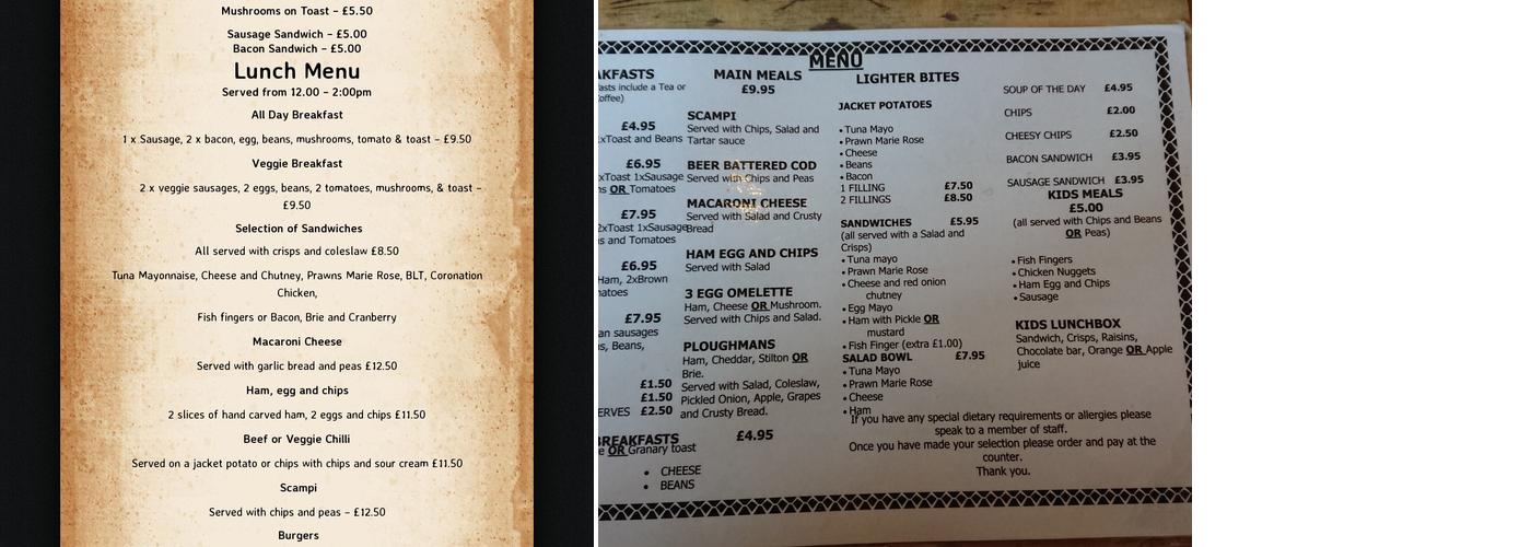 The Departure Lounge Cafe Menu