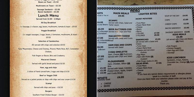 The Departure Lounge Cafe Menu