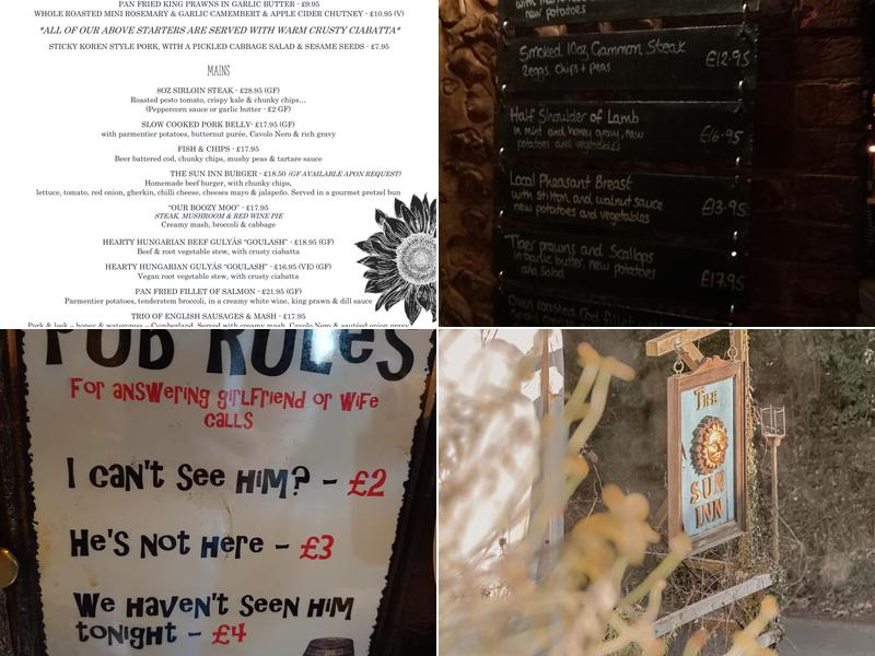 The Sun Inn Menu