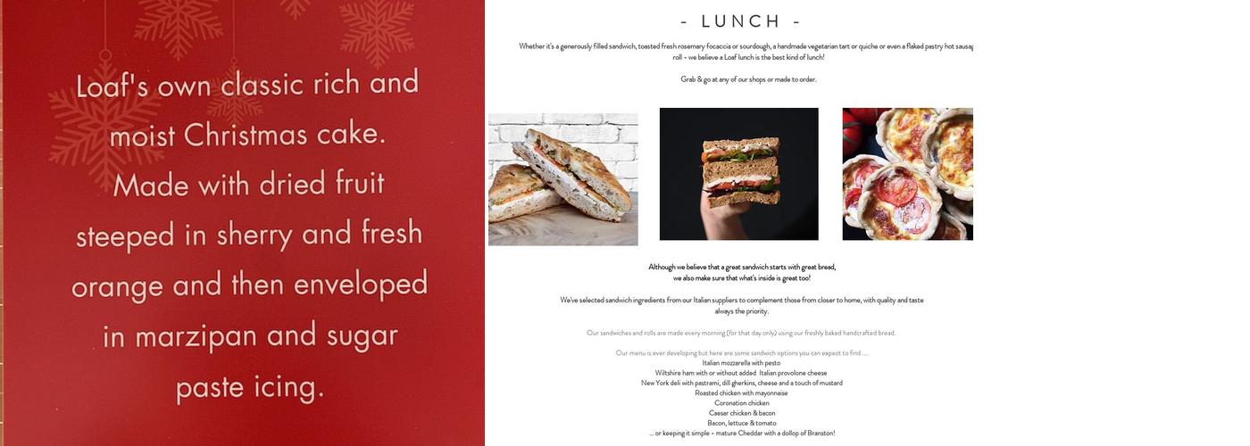 Loaf Bakery, Four Marks Menu