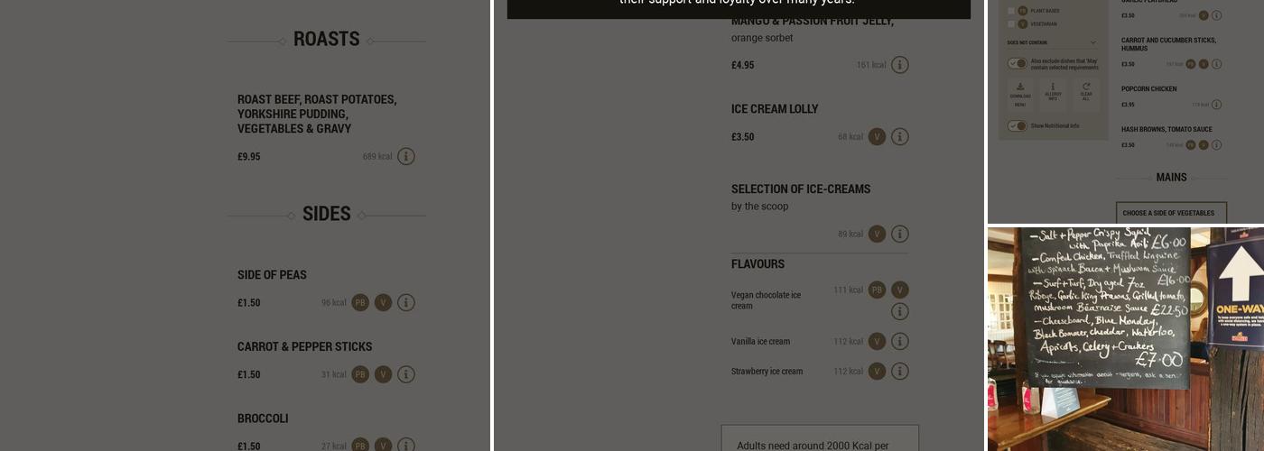 The Jolly Farmer, Alton Menu