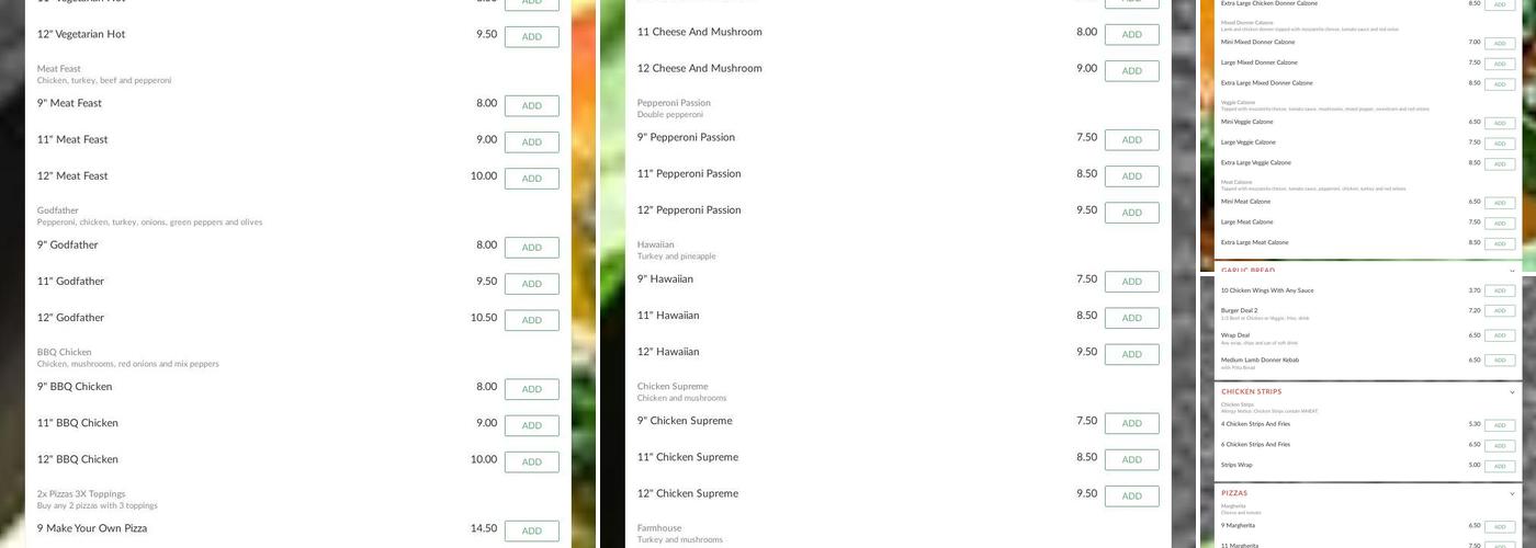 Godfather Takeaway Menu