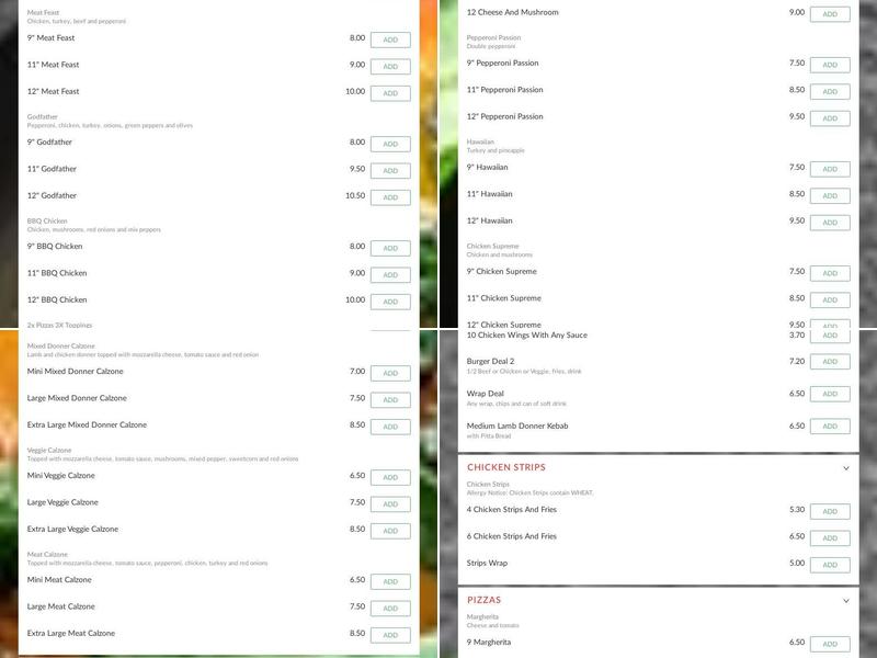 Godfather Takeaway Menu