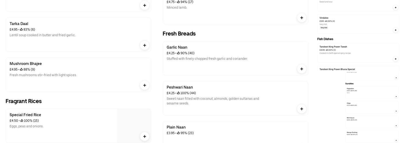 The Spice Ambassador Menu