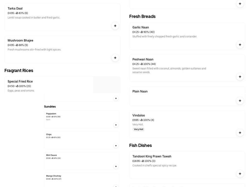 The Spice Ambassador Menu