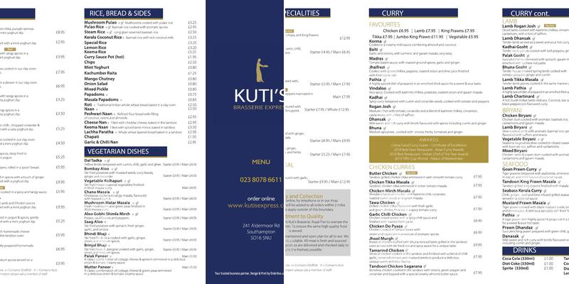 Kuti's Brasserie Express Menu