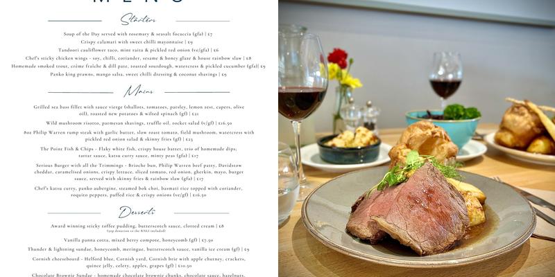 The Point at Polzeath Menu