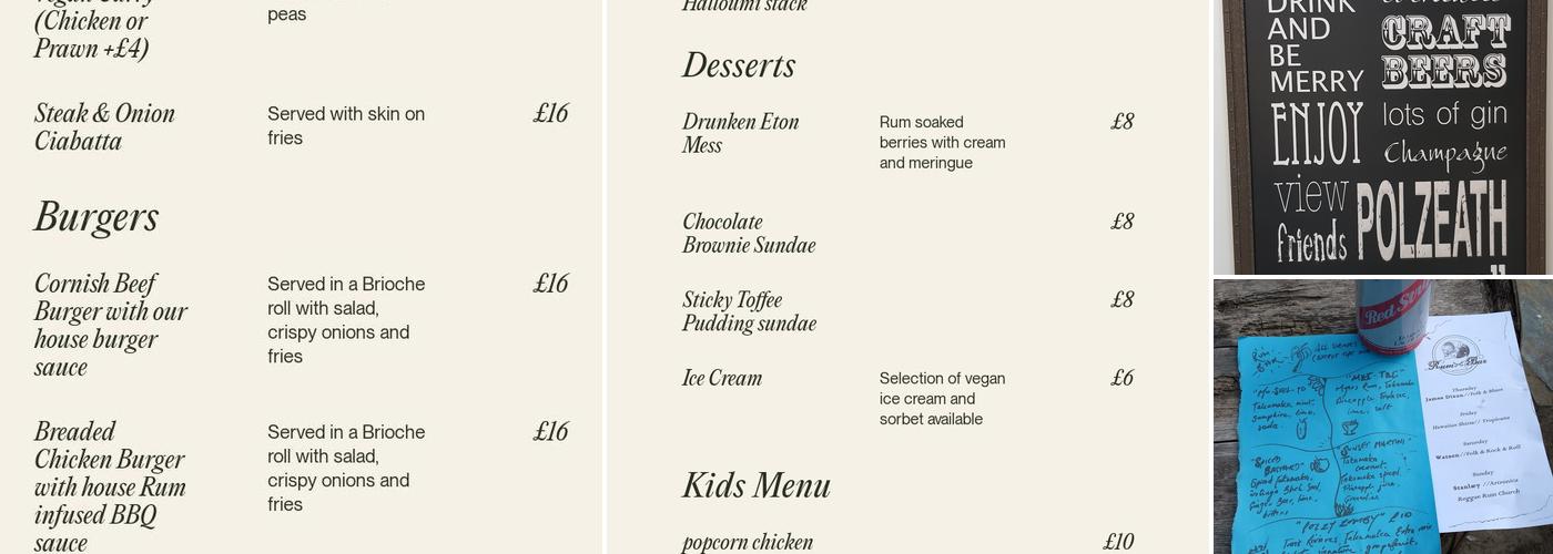 Surfside Polzeath Menu