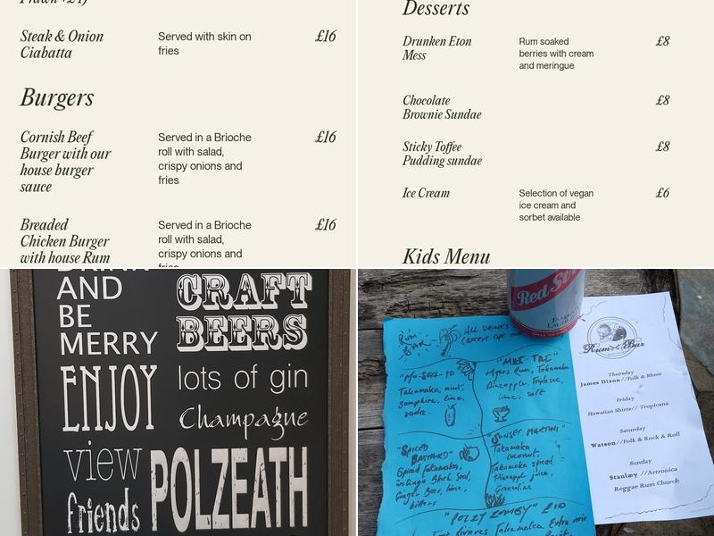 Surfside Polzeath Menu