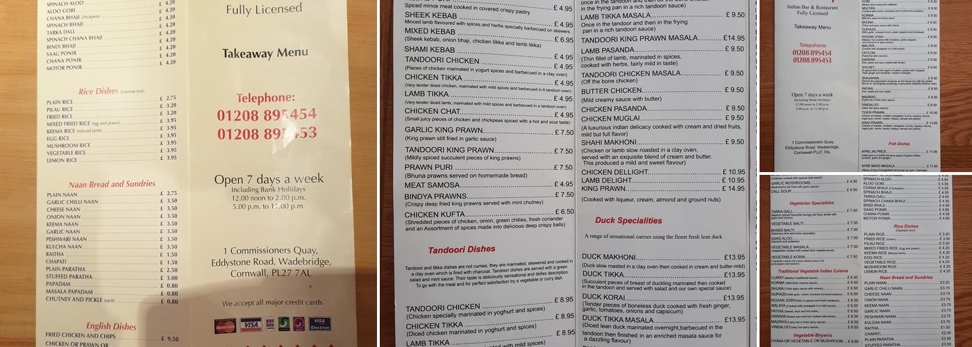 The Raj Bar & Restaurant Menu