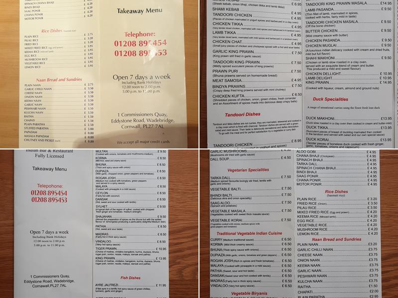 The Raj Bar & Restaurant Menu