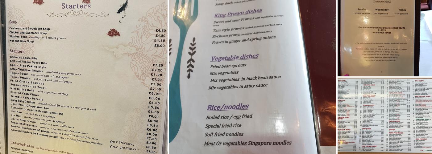 The Dancing Taipan Menu