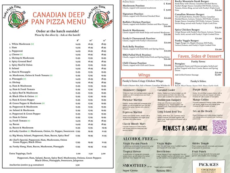 The Boileroom Music and Cultural Arts Space Menu