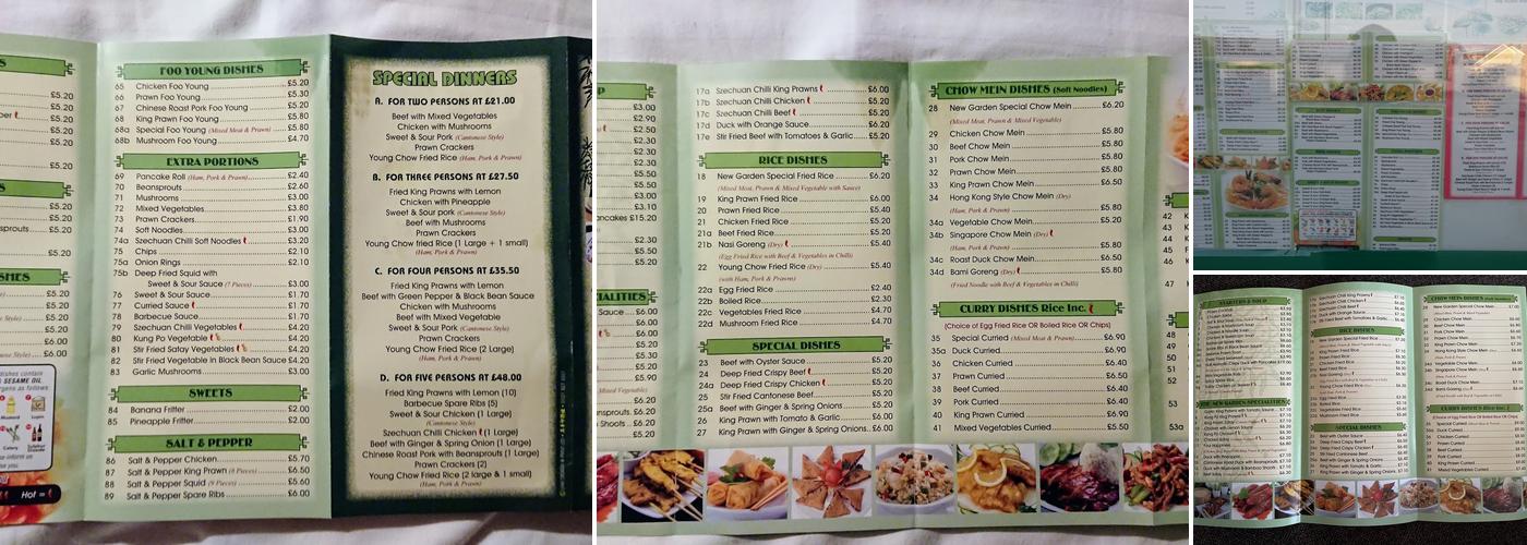 New Garden Chinese Restaurant Menu