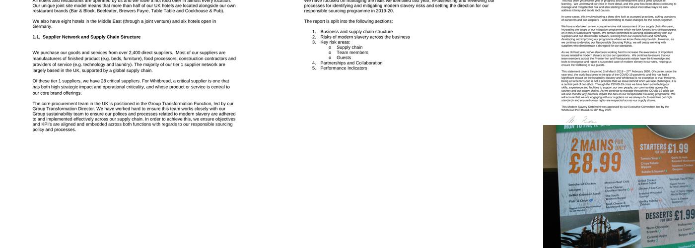 Premier Inn Newquay (A30/Fraddon) hotel Menu