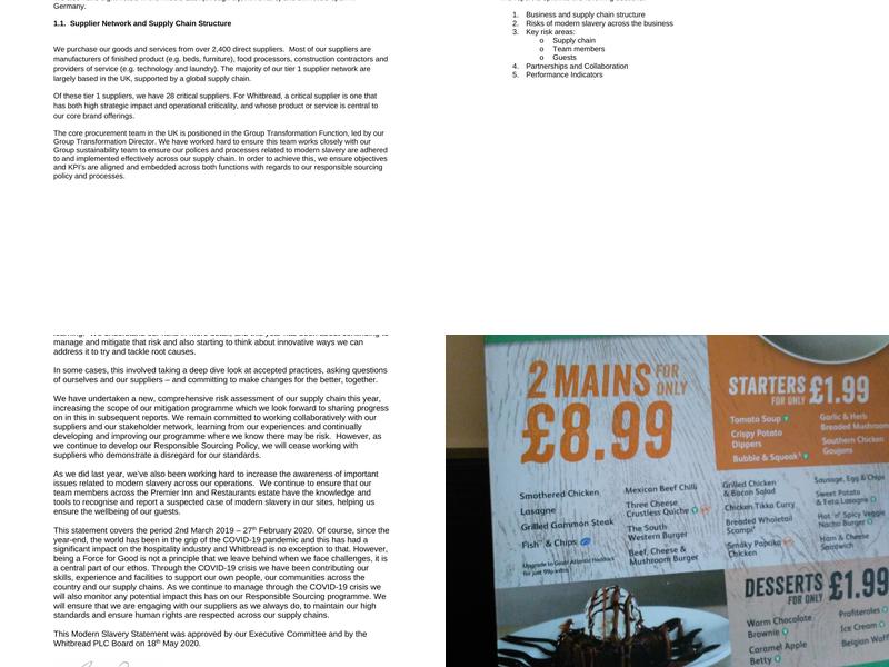 Premier Inn Newquay (A30/Fraddon) hotel Menu