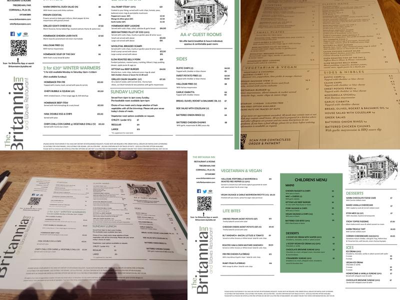 Britannia Inn Menu