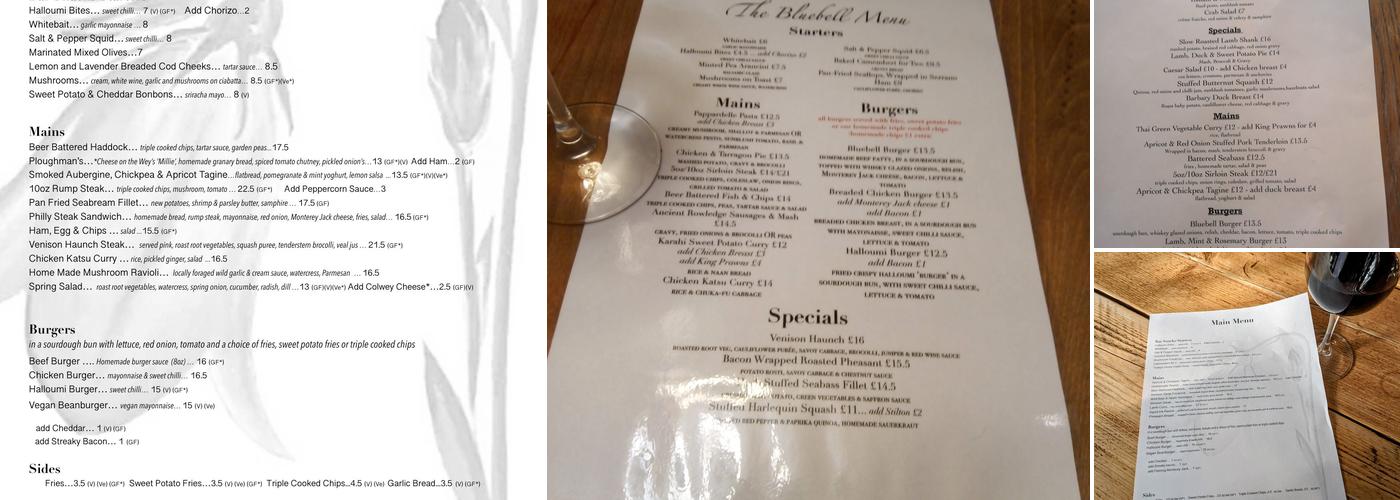 The Bluebell Menu