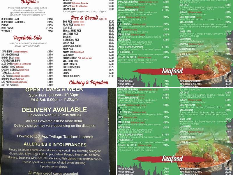 The Village Tandoori Menu