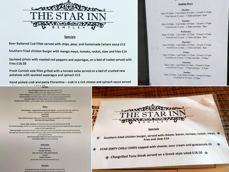 The Star Inn Menu