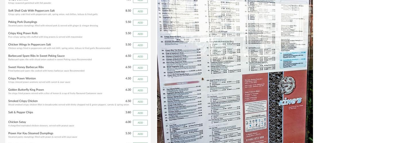 King's Takeaway Menu