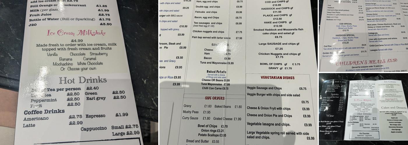 Pebble Restaurant Menu