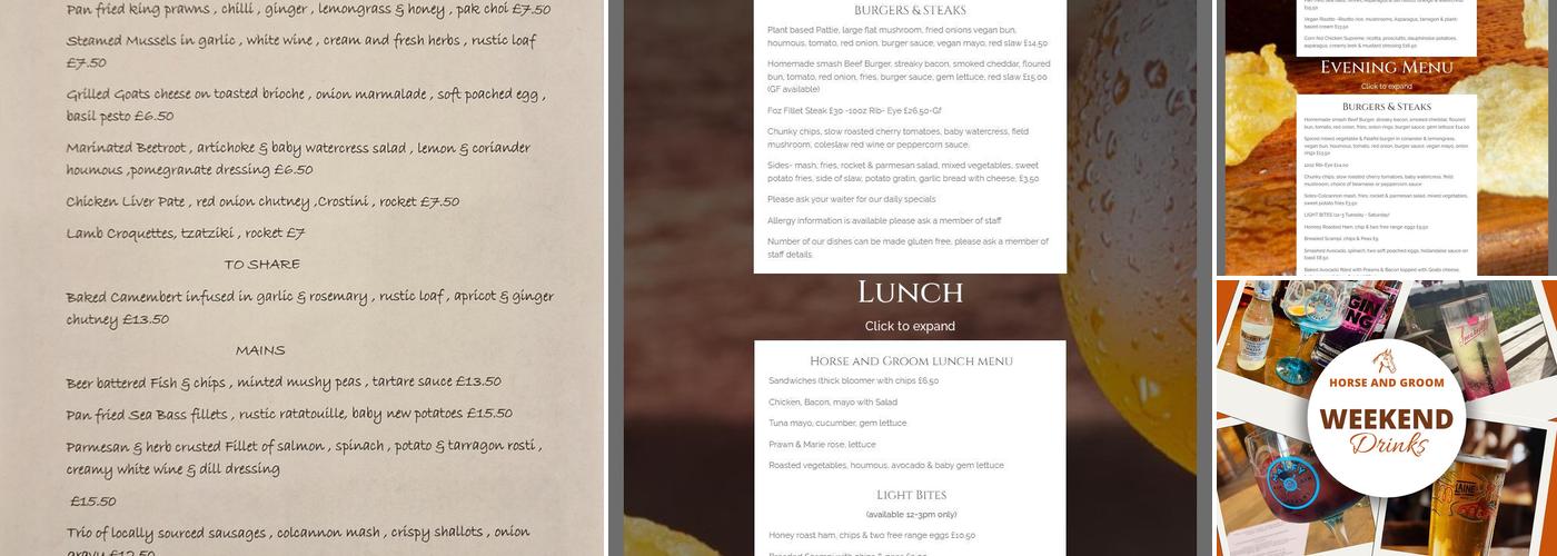 The Horse and Groom Menu