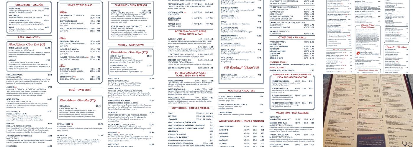 Dylan's Llandudno Menu