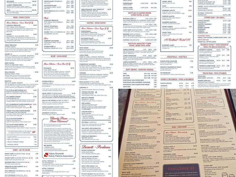 Dylan's Llandudno Menu