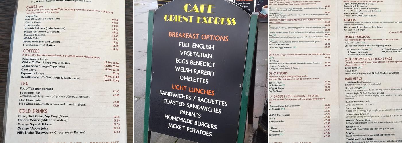 Cafe Orient Express Menu