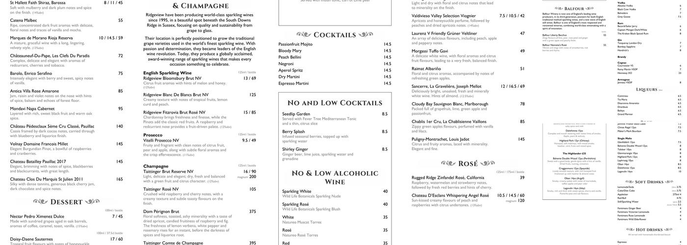 The Waterford Restaurant at Macdonald Elmers Court Hotel & Resort Menu