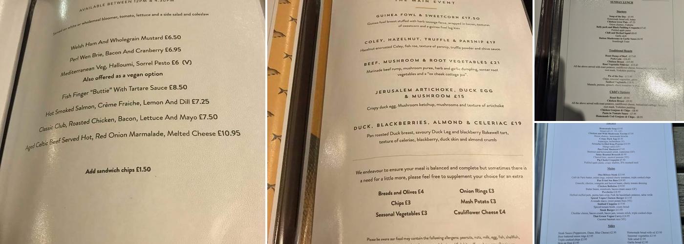 The Kinmel Arms Menu